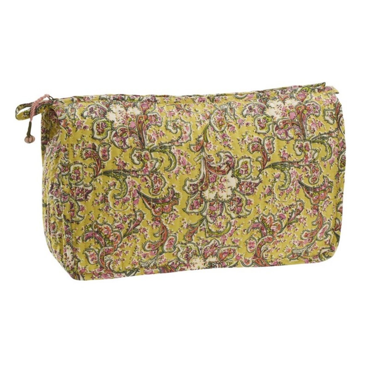Trousse de toilette coton matelassé floral jaune, MADAM STOLTZ