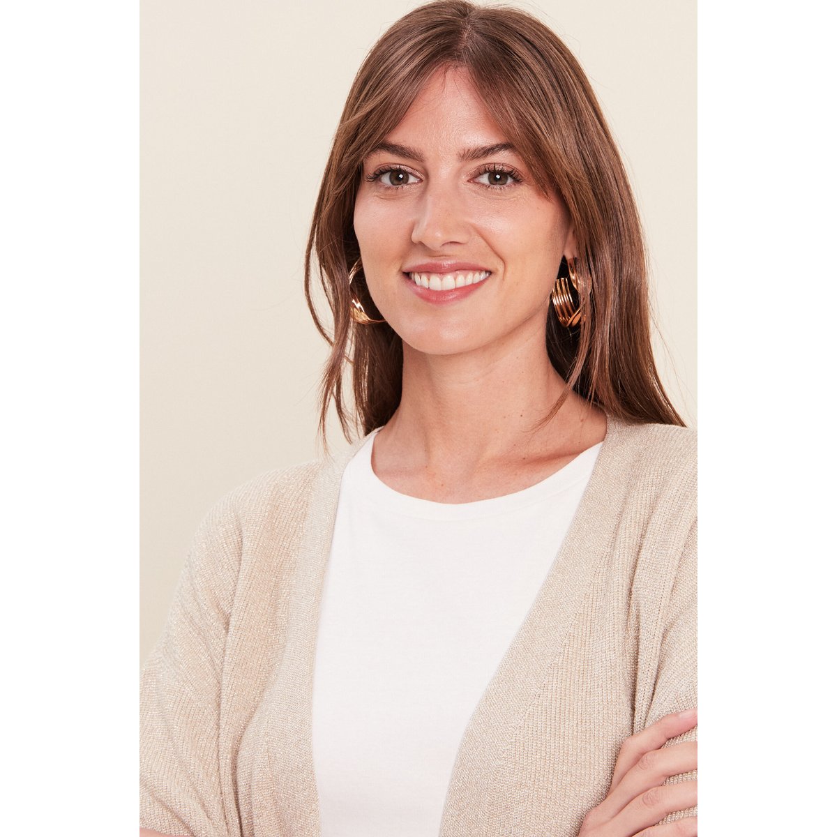 Gilet manches longues brillant couleur or, BREAL