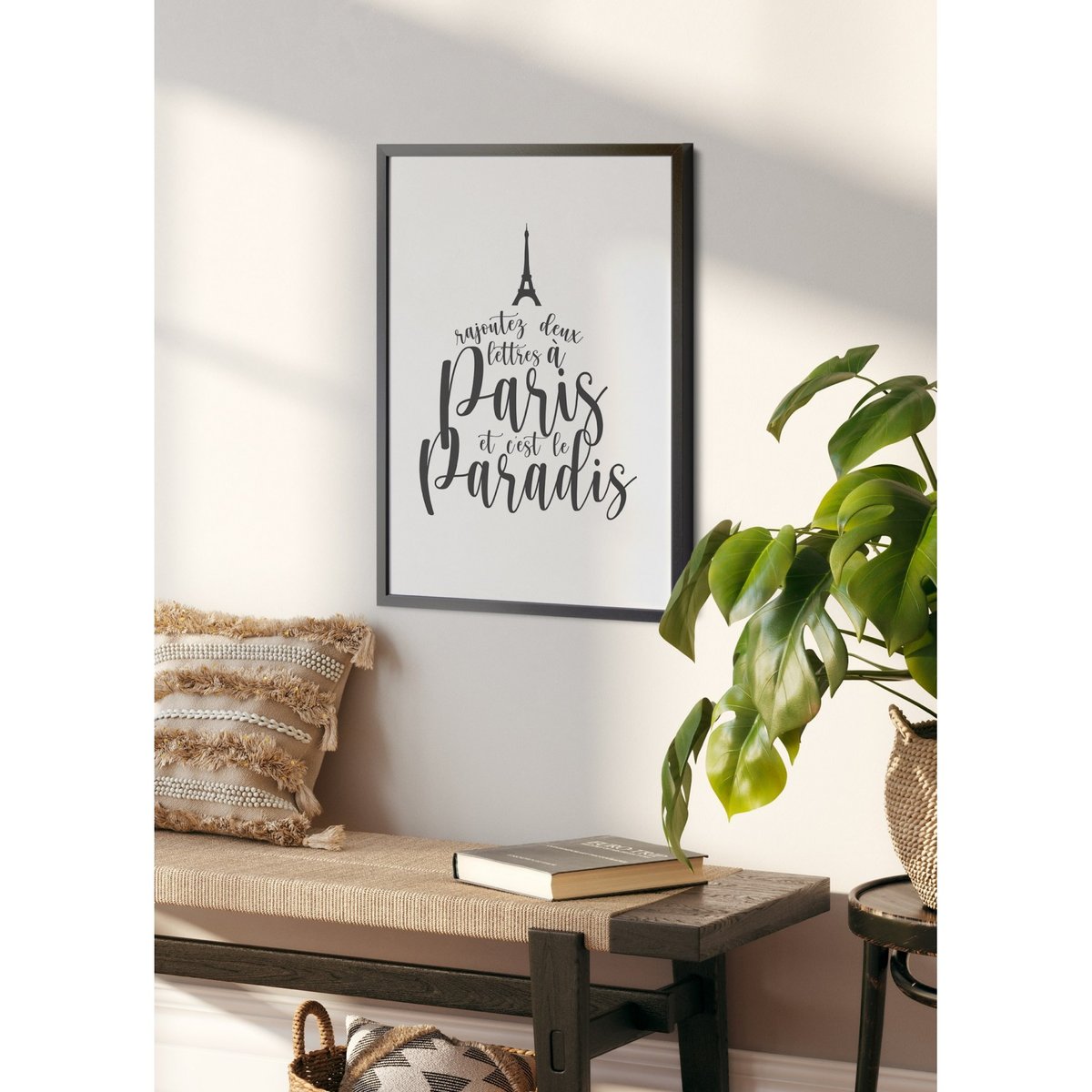 Affiche 'Paris c'est le paradis' blanc, L'AFFICHERIE