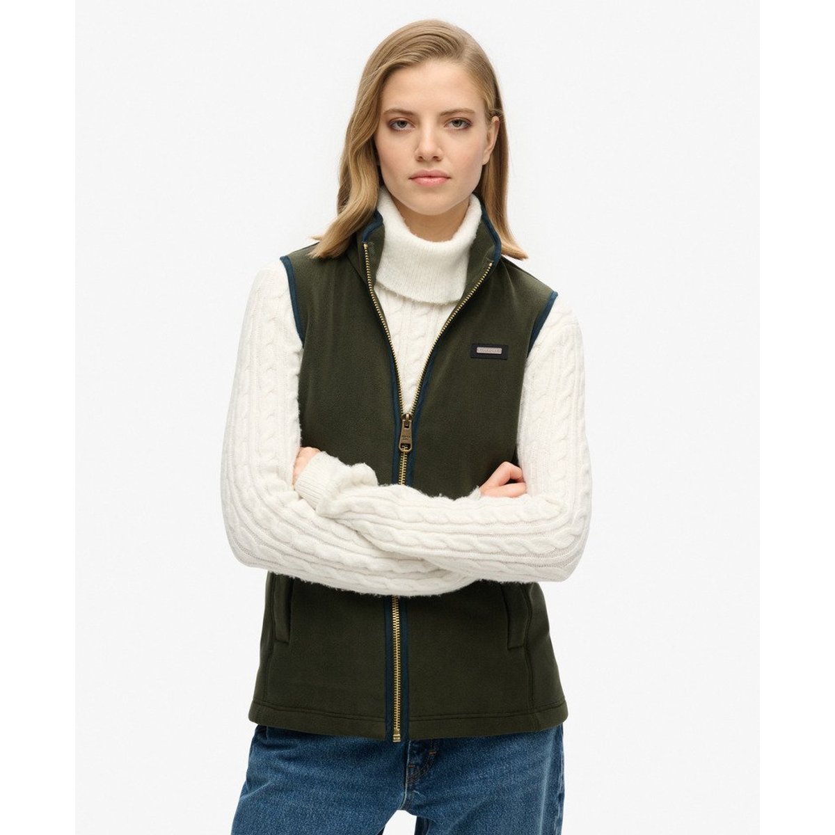 Gilet en polaire Estate vert olive surplus goods, SUPERDRY
