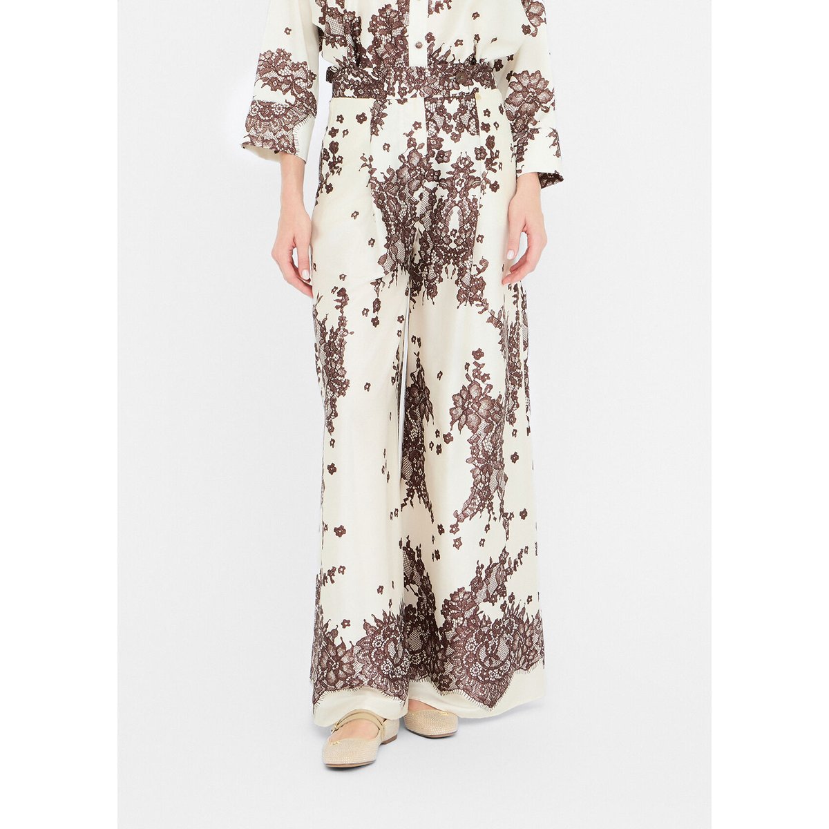 Pantalon en sergé imprimé marron, LIU JO