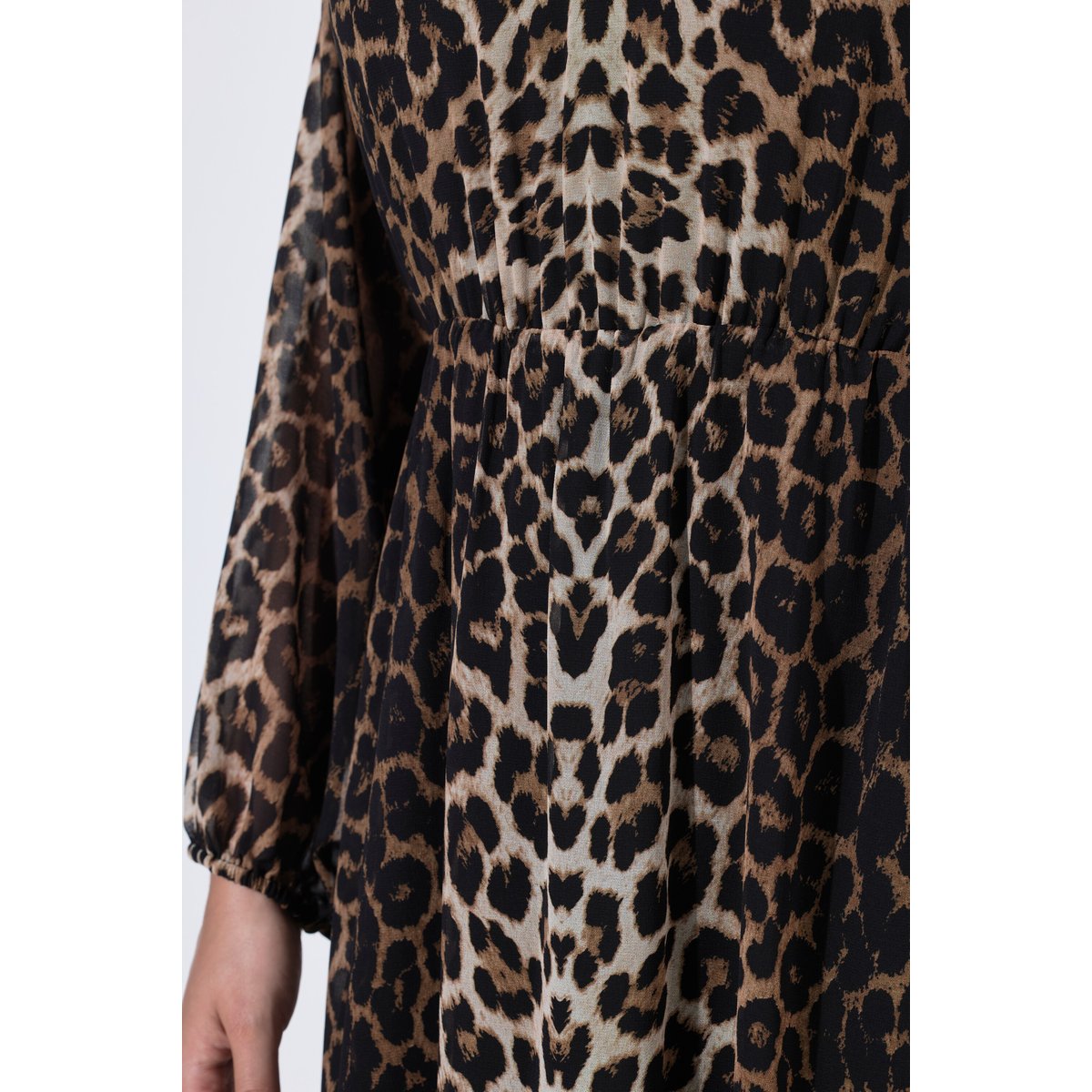 Robe midi motif léopard, coupe évasée chameau, ULLA POPKEN