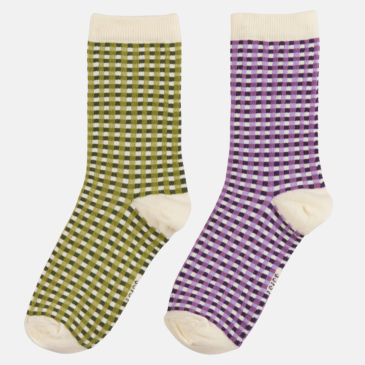 Lot de 2 paires de mi-chaussettes à carreaux carreaux, LA REDOUTE COLLECTIONS