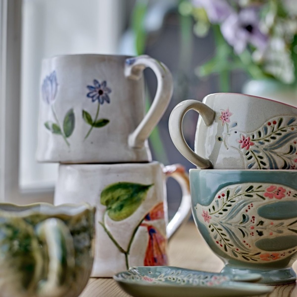 Grand mug grès fleurs  CAMILLA set de 2 multicolore, BLOOMINGVILLE