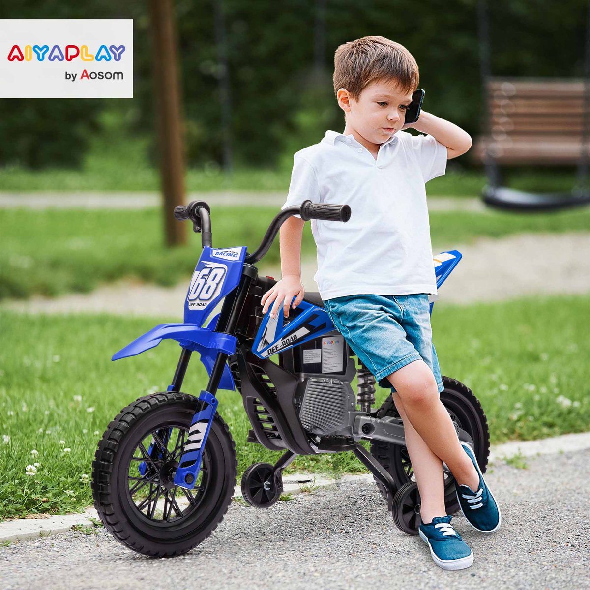 Moto électrique à conducteur assis PP bleu, AIYAPLAY