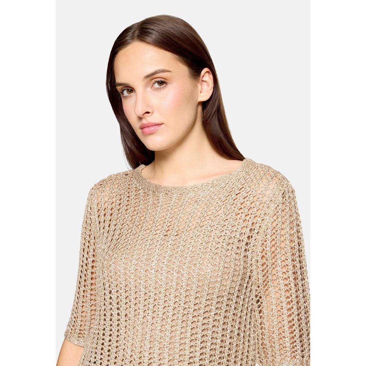 Pull-over en maille à motif ajouré beige, BETTY BARCLAY