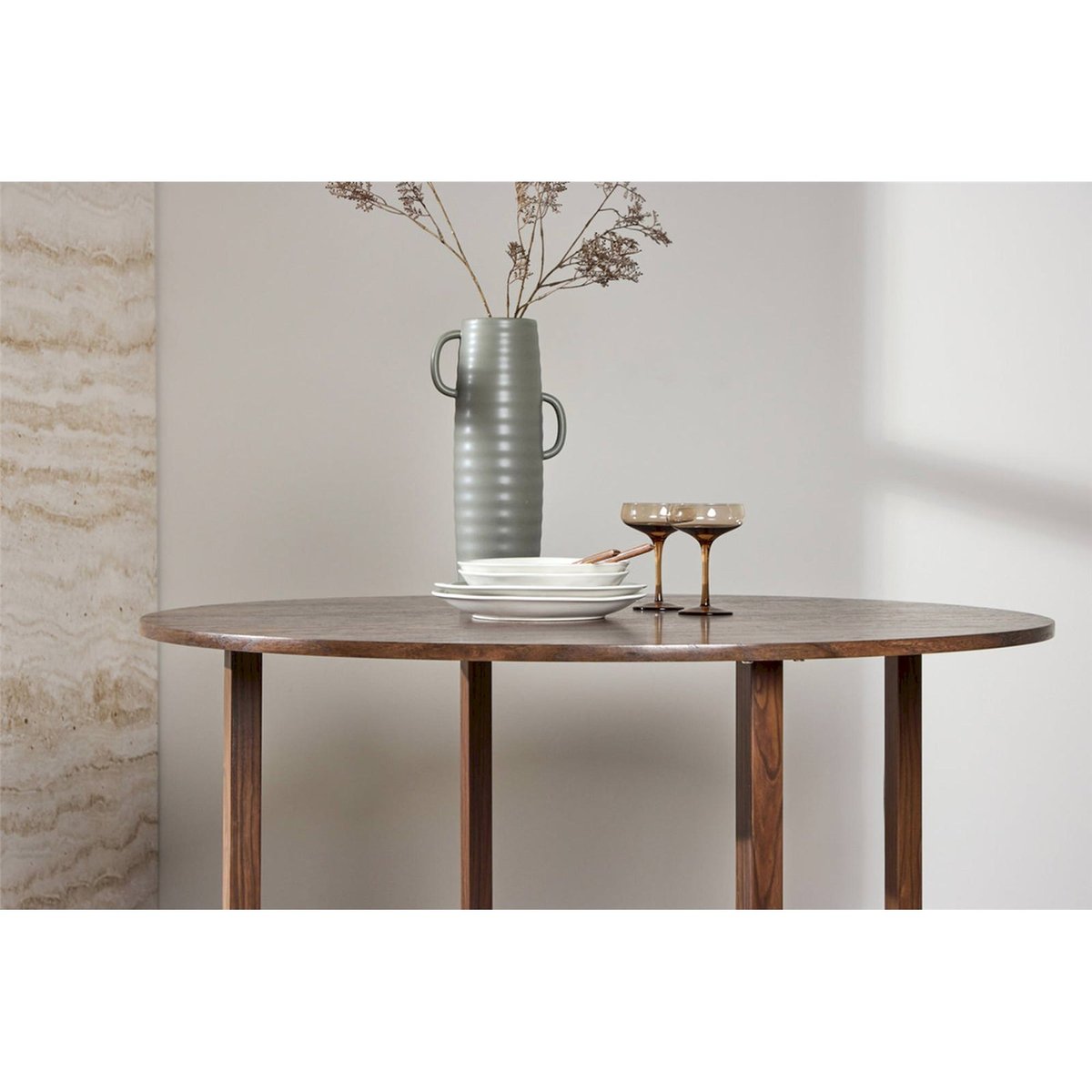 Table ronde design collection TALLONE noyer, RECOLLECTION