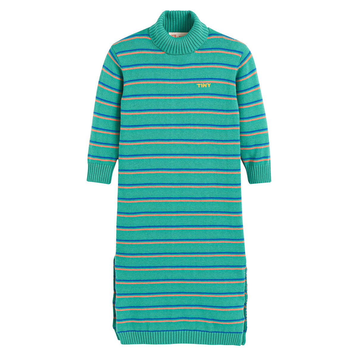 Striped Cotton/Wool Dress with Long Sleeves green, TINY X LA REDOUTE