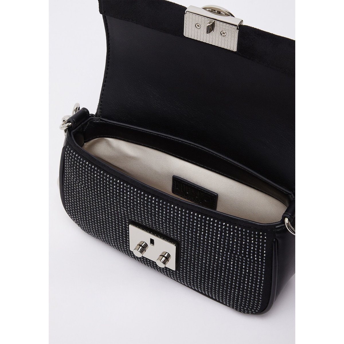 Sac porté épaule format petit avec charm noir, LIU JO