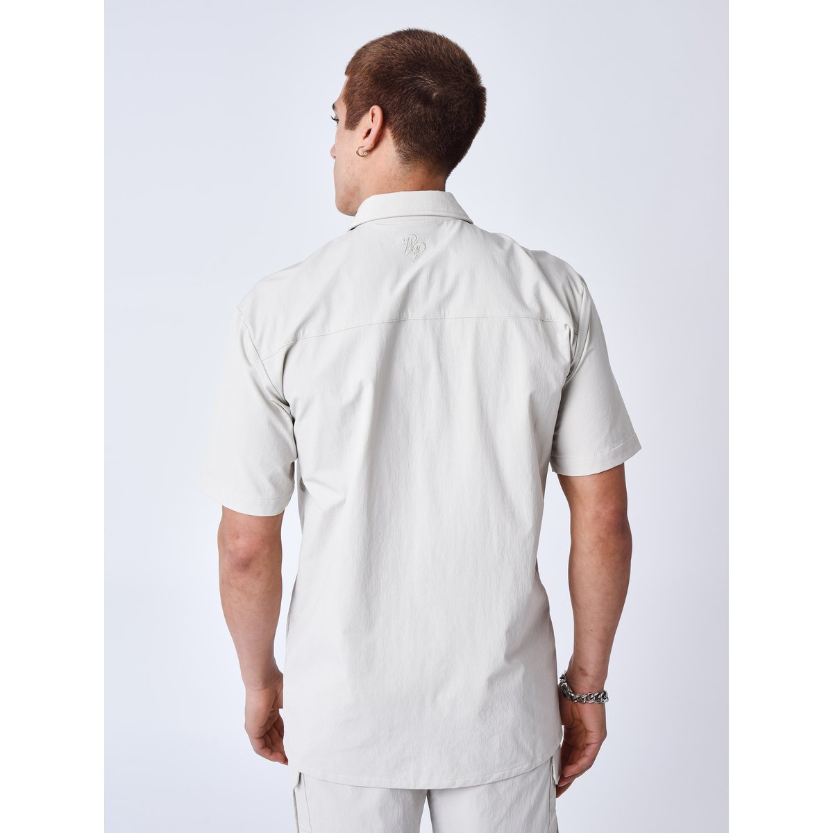 Chemise manches courtes uni texturé greige, PROJECT X