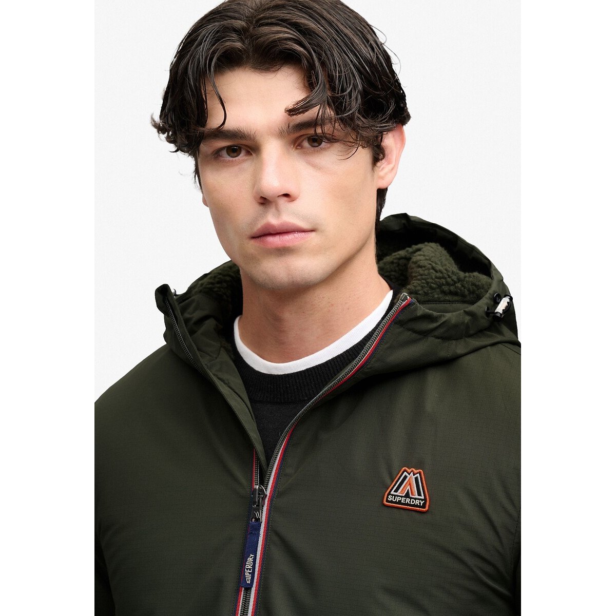 Antivento, interno in sherpa verde oliva, SUPERDRY