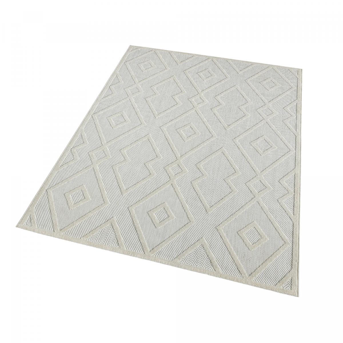 Tapis kilim tissé motif géométrique TENO A crème, UN AMOUR DE TAPIS