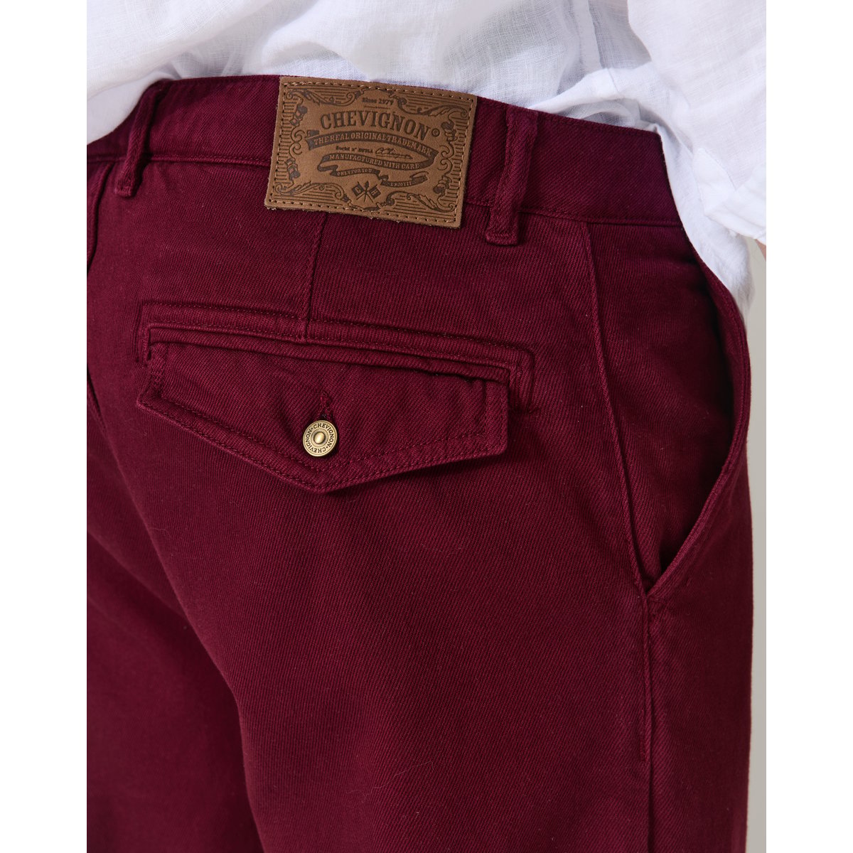 Pantalon large en coton DRAKE burgundy, CHEVIGNON
