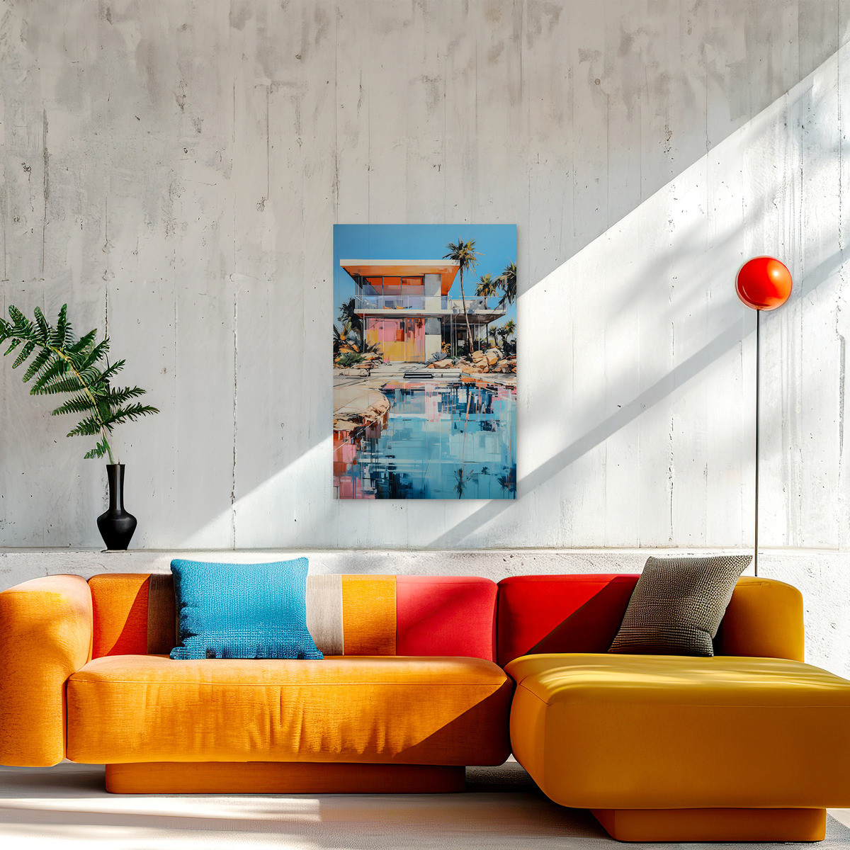 Tableau Sur Toile Maison Contemporaine ARCHITECTURE tableaux sur toile-bleu, CEANOTHE