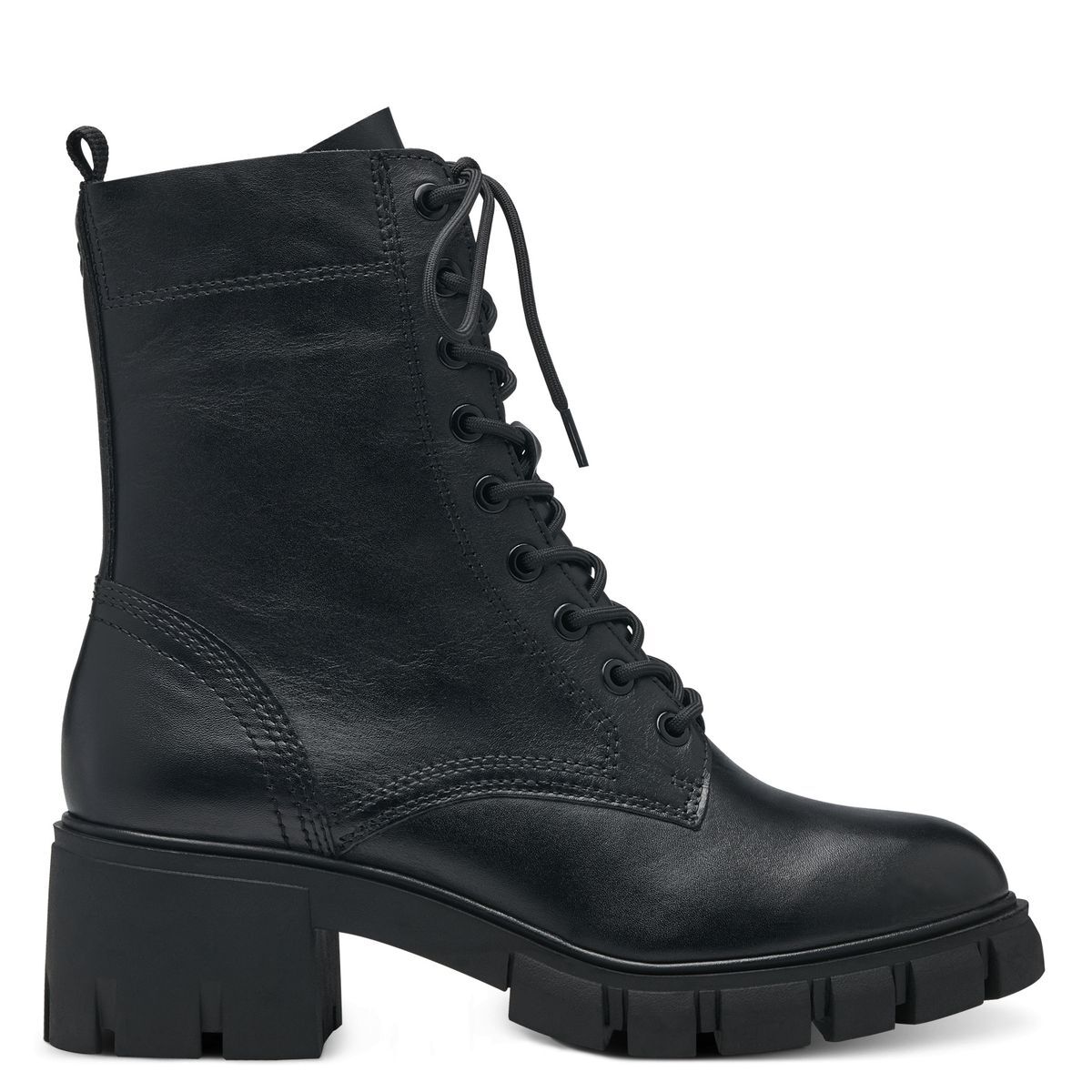 Bottine zippée noir cuir, TAMARIS