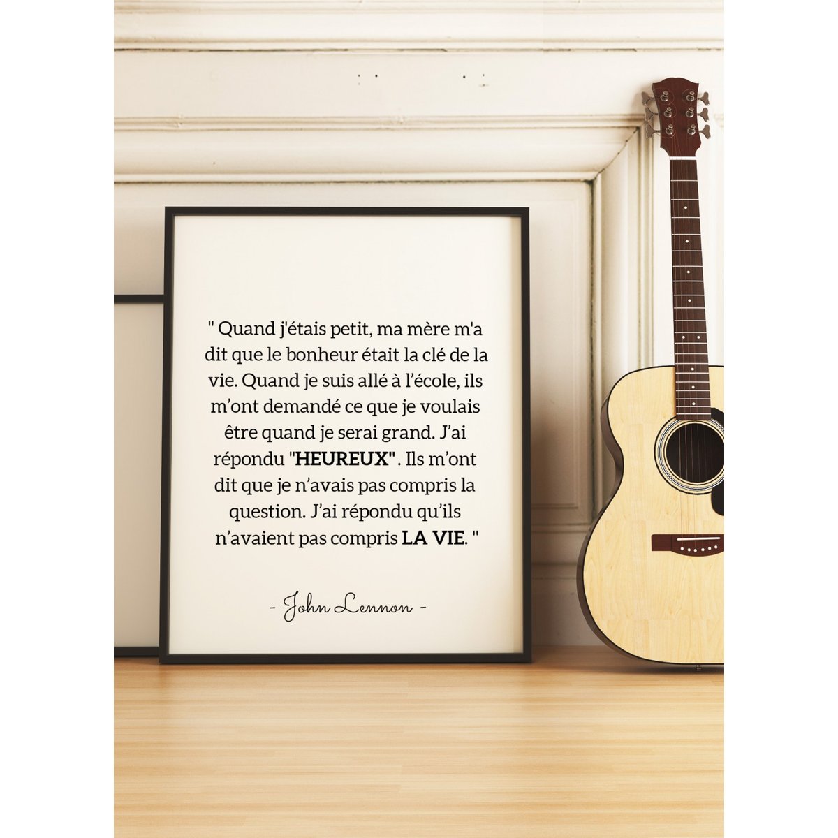 Affiche J.Lennon : 'Ils n'avaient pas compris la vie' blanc, L'AFFICHERIE