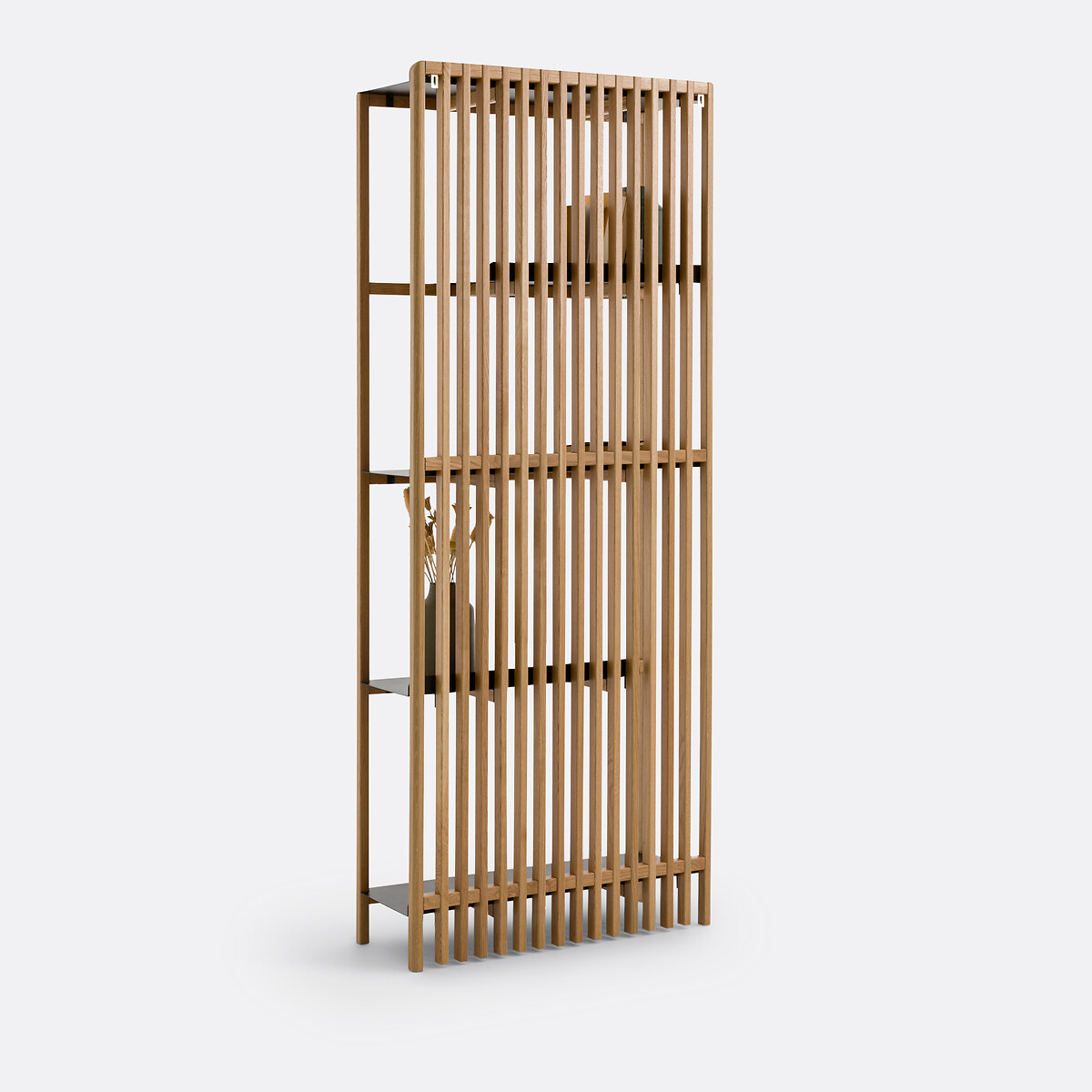 Jac Bookcase with Solid Oak Slats and Steel oak, LA REDOUTE INTERIEURS