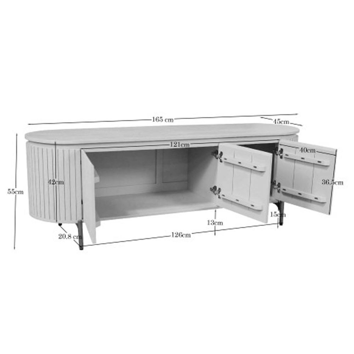 Meuble TV 3 portes bois marron rainuré 165 cm CALERO marron, PIER IMPORT