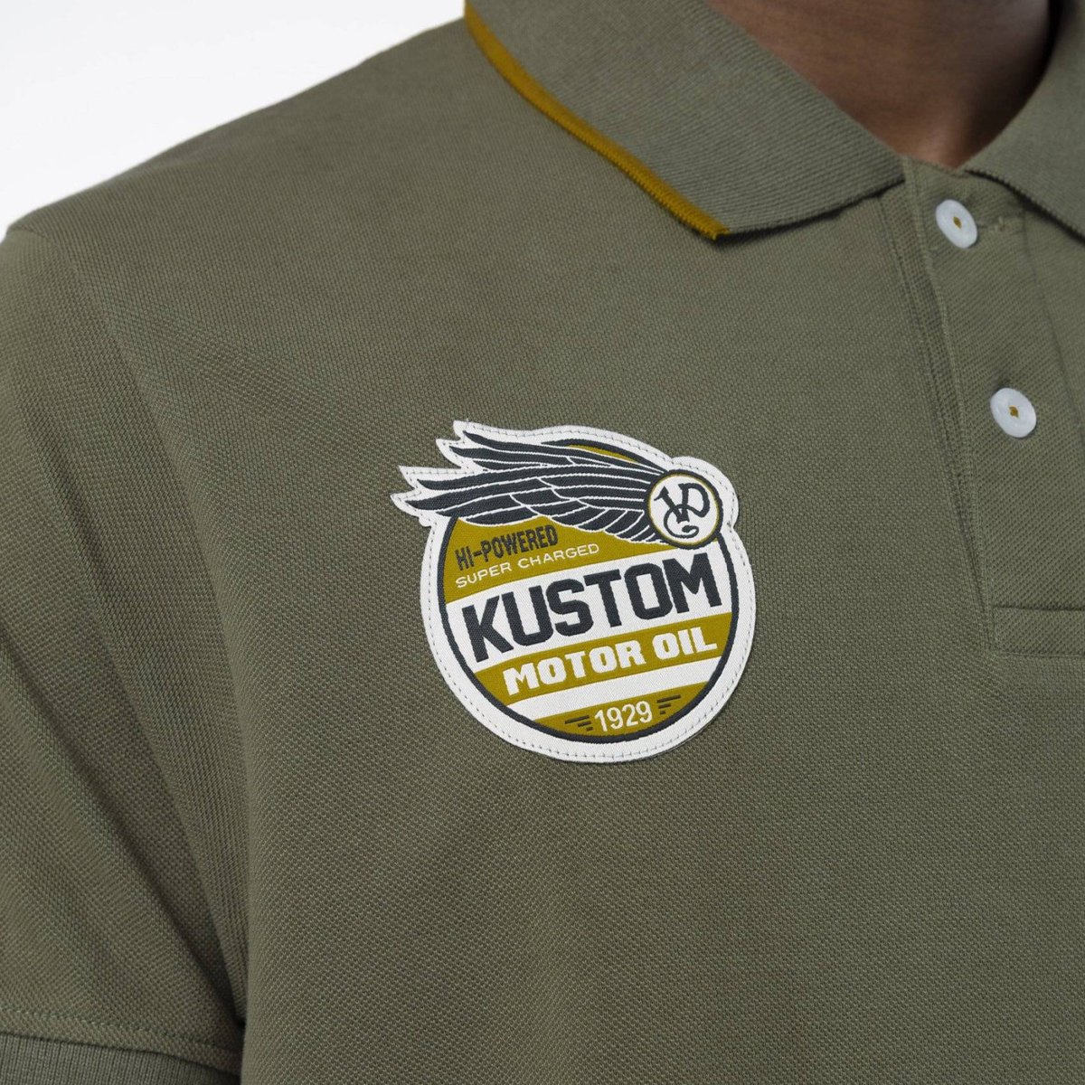 Polo en coton KUST kaki/noir/blanc, VON DUTCH