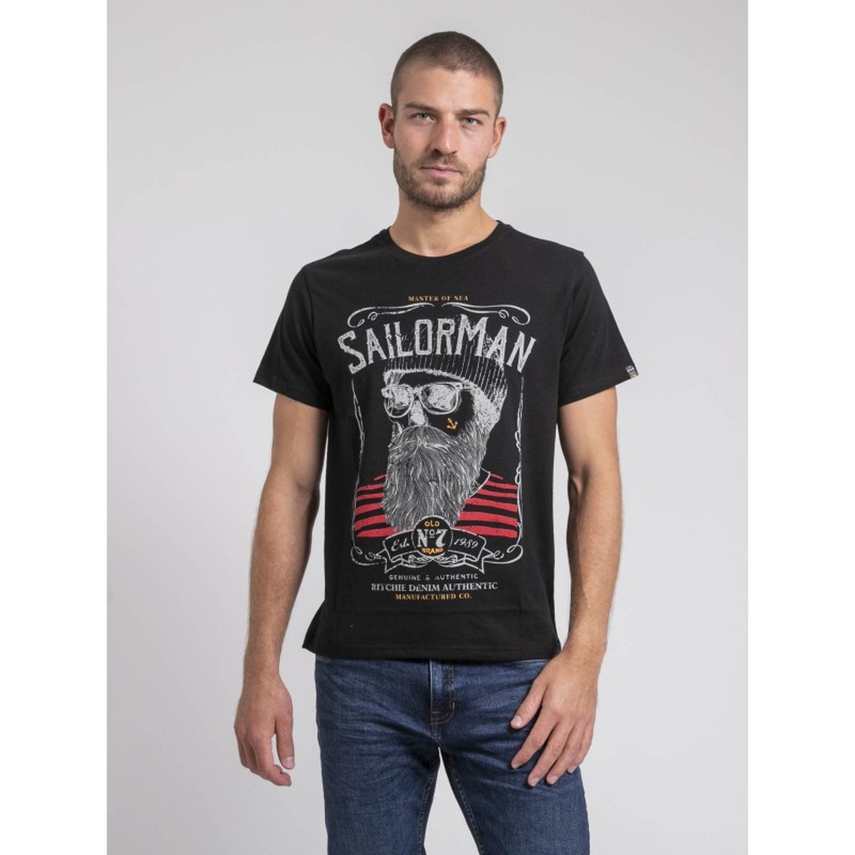T-shirt Col Rond Pur Coton Jimartin noir, RITCHIE