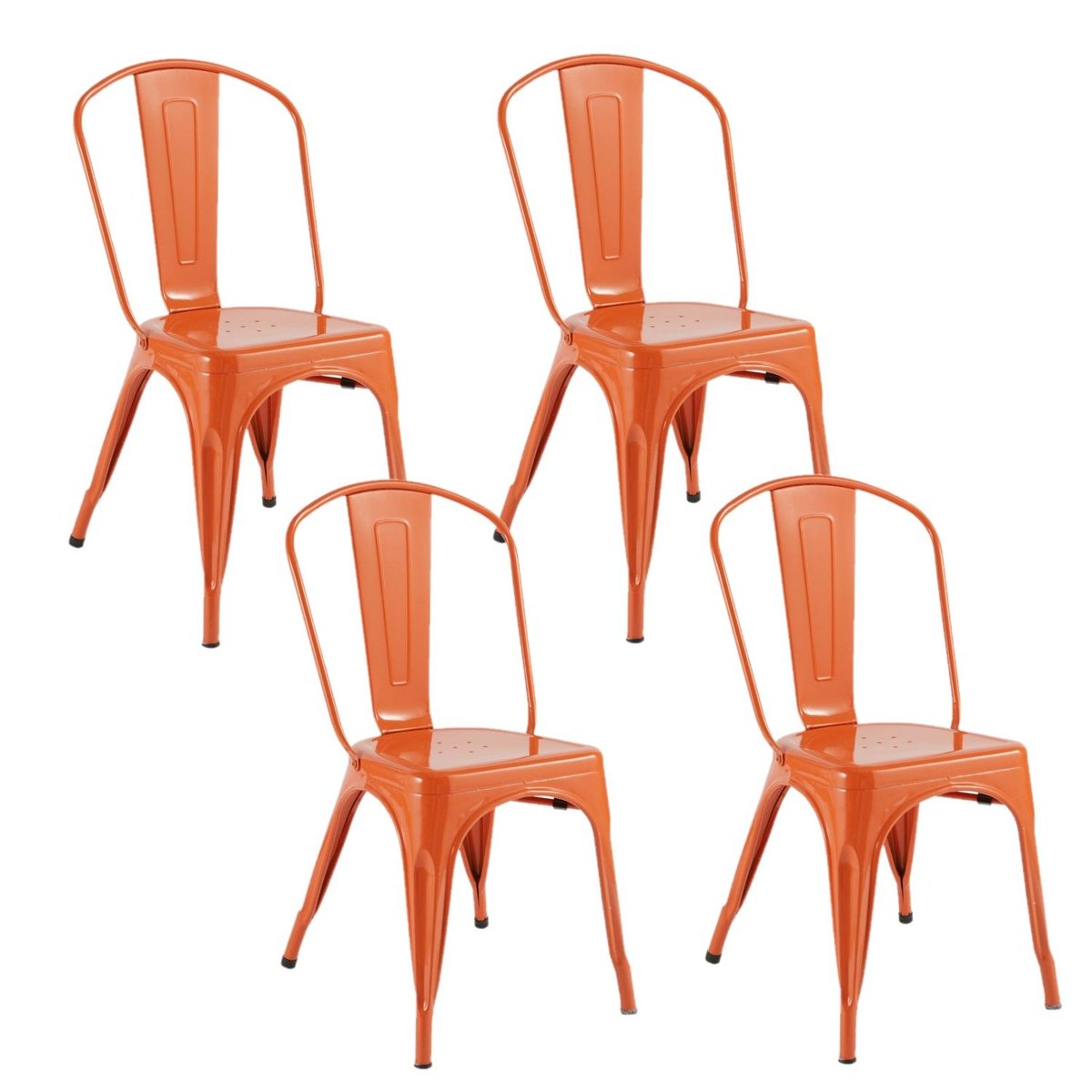 Lot de 4 chaises bistrot en métal NIKO orange, TOILINUX