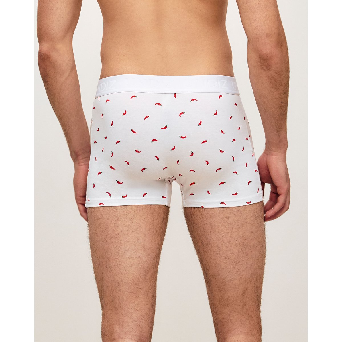 Boxer en coton motifs piments REPEATIZ PAPRI blanc, UNDIZ