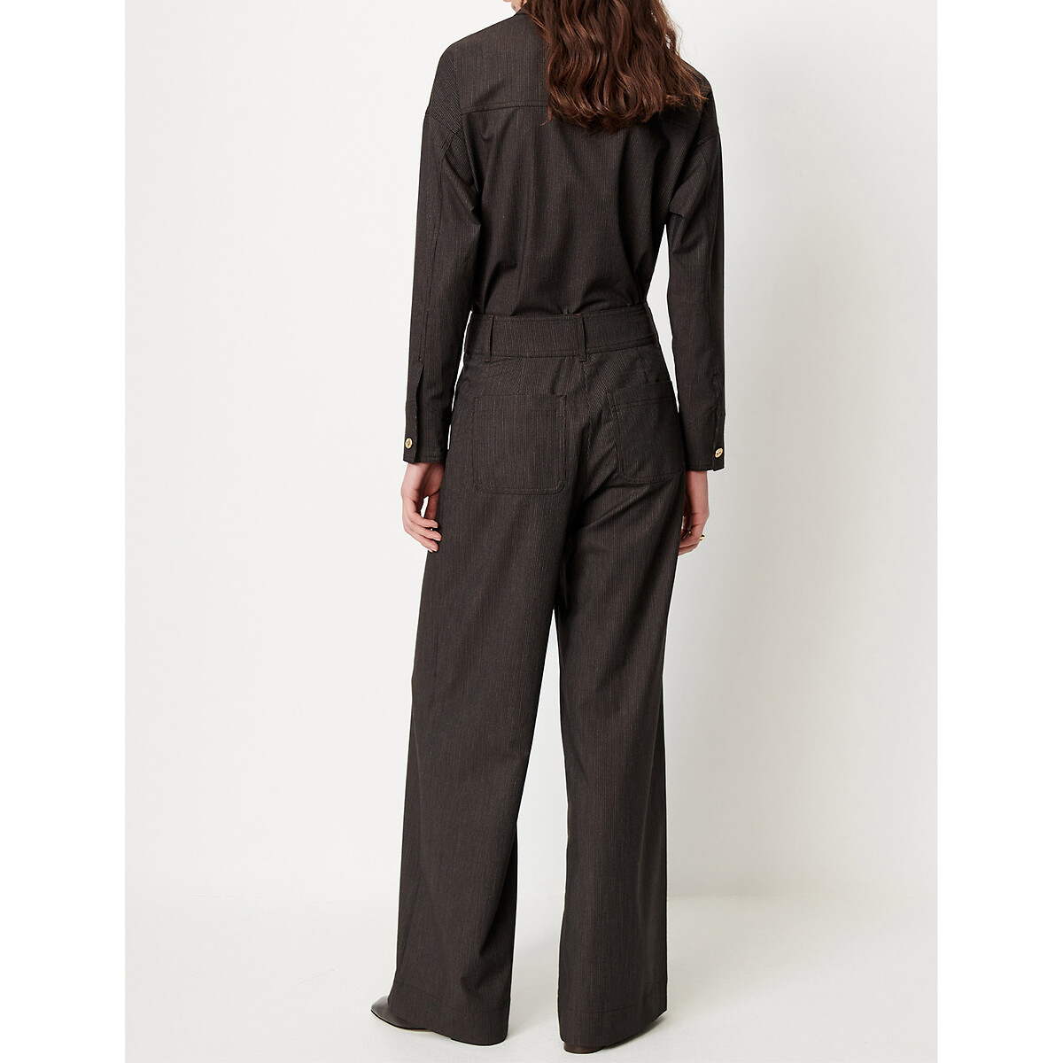 Manhatti Fine Striped Wide Leg Trousers brown, SESSUN