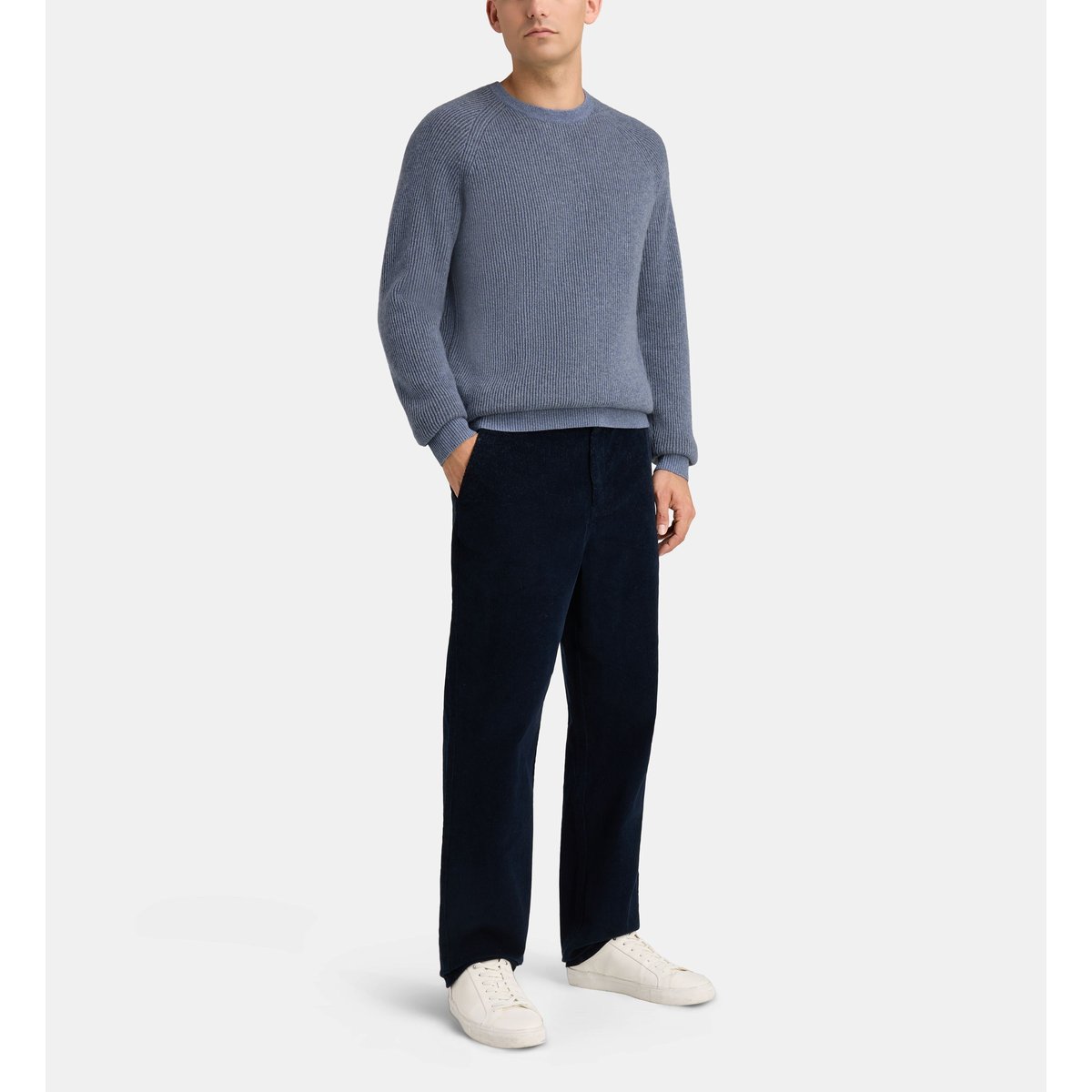 Pull droit nachribco côtes bicolores cachemire denim, GALERIES LAFAYETTE