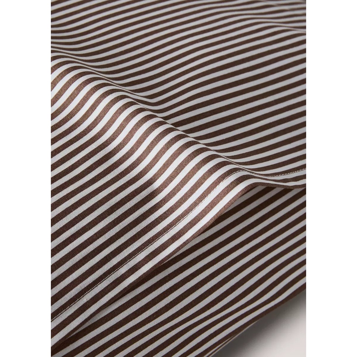 Deux taies d'oreiller en coton 200 fils, à rayures, 50 x 75 cm café, MANGO HOME