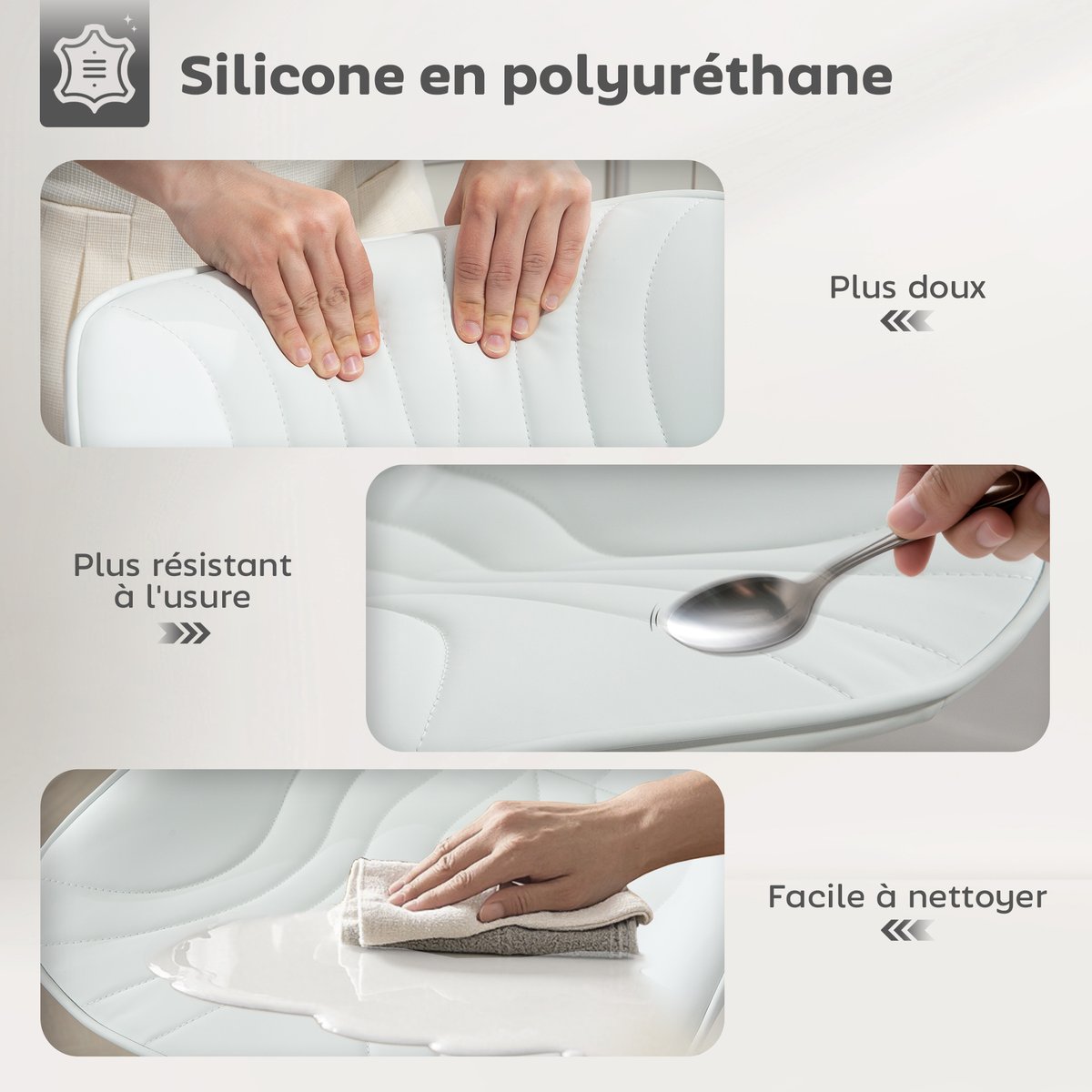 Tabouret de bar Polyuréthane Blanc blanc, HOMCOM