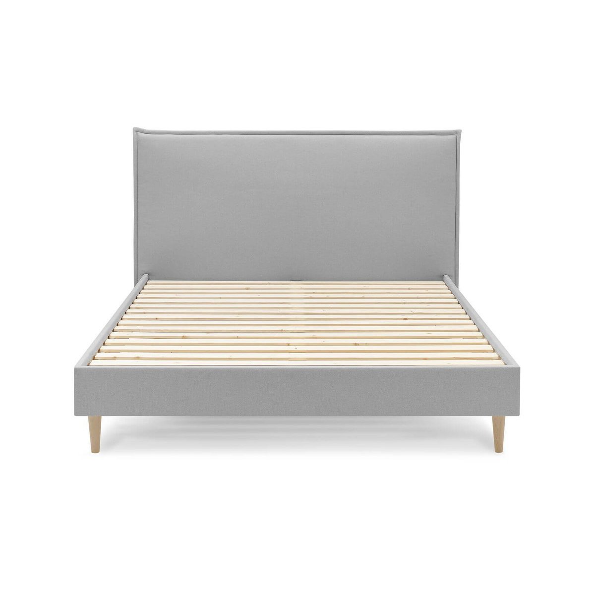 Lit bois revêtement tissu, SARY gris, BOBOCHIC