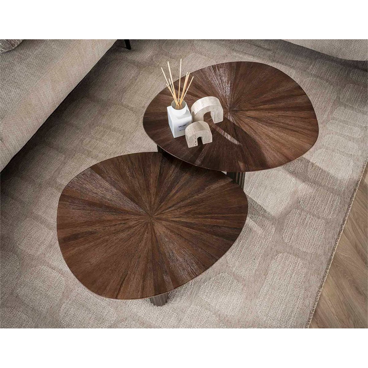 Lot de 2 tables basses gigognes en teck massif, TANIA bois, BEST MOBILIER