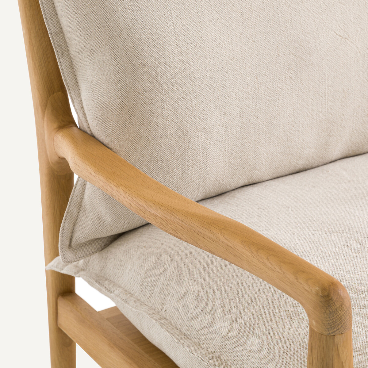 Fauteuil chêne, plaqué et tissu coton lin, DILMA lin, AM.PM
