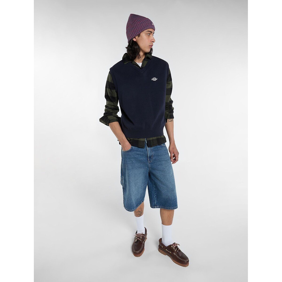 Chemise manches longues, unisexe, SACRAMENTO noir/kaki, DICKIES