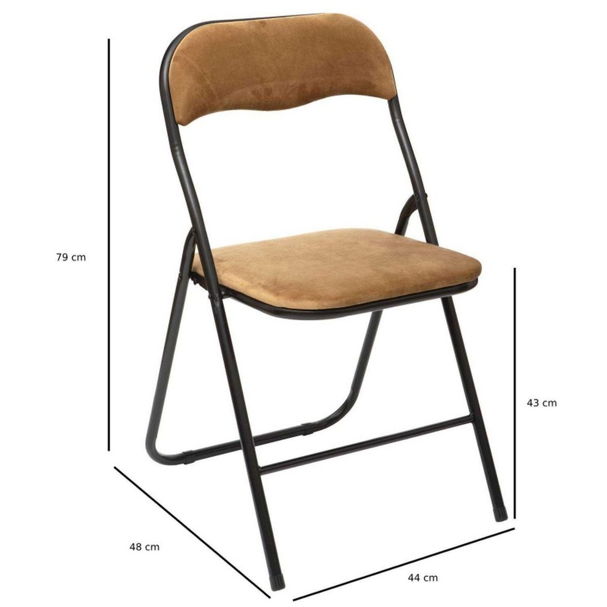 Lot de 2 chaises pliantes compactes en velours or, TOILINUX