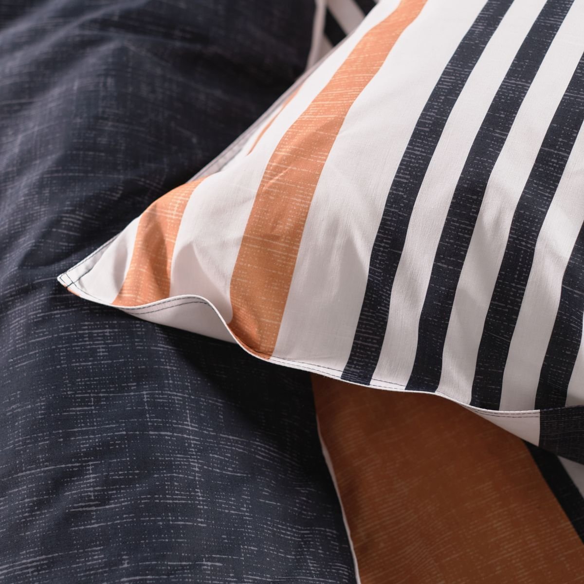 Parure de lit imprimé rayures coton SUNSHINE LOUIS blanc, TODAY