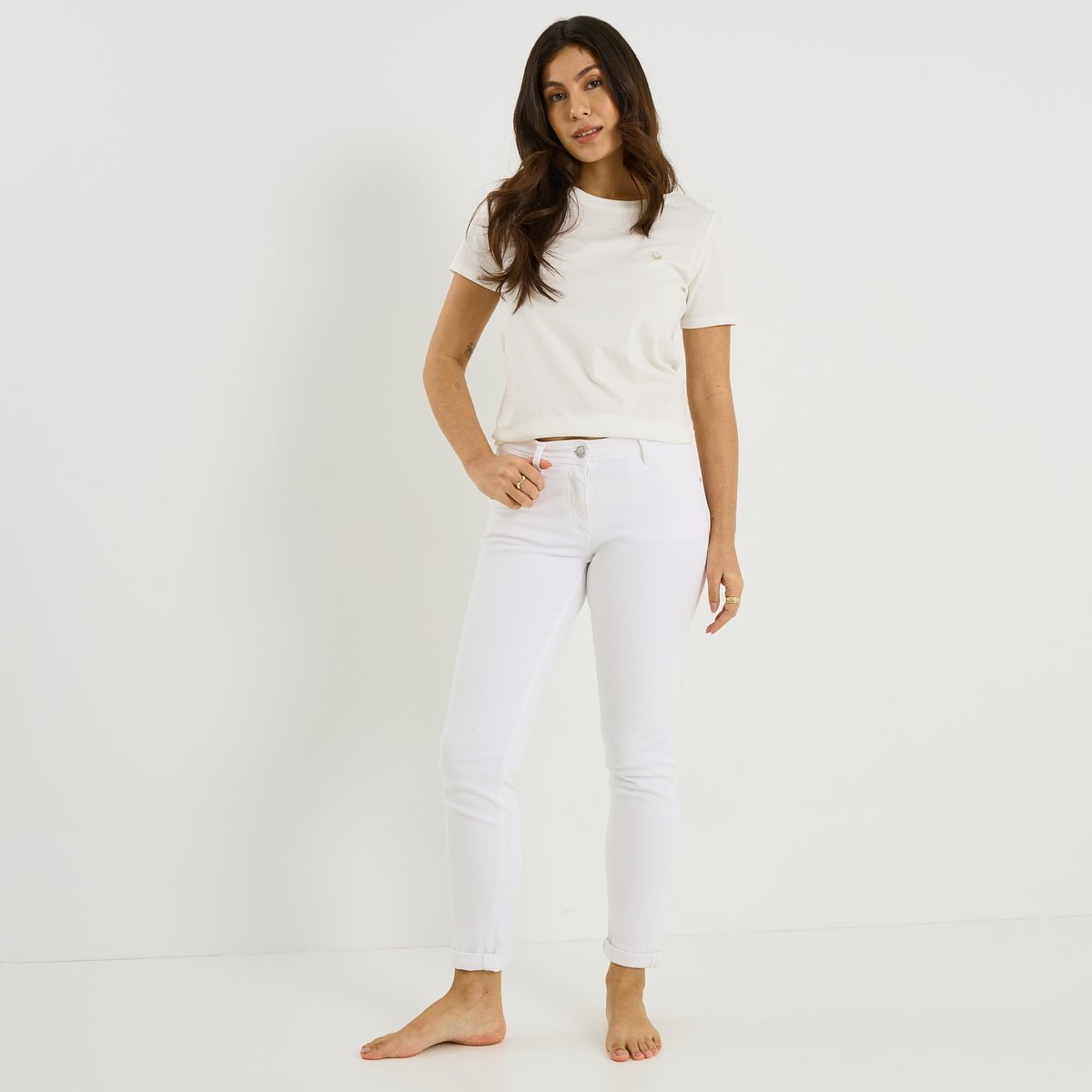 Jean slim raccourci TOKYO R01 blanc cassé blanc, GRAIN DE MALICE