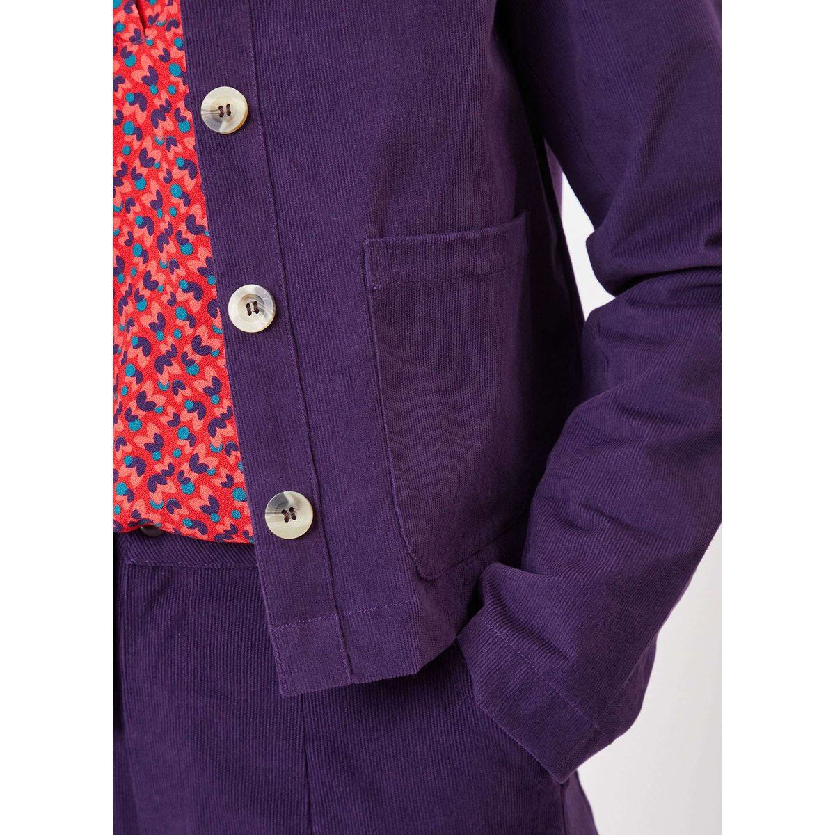 Veste courte en velours côtelé ALI violet foncé, PRINCESSE NOMADE