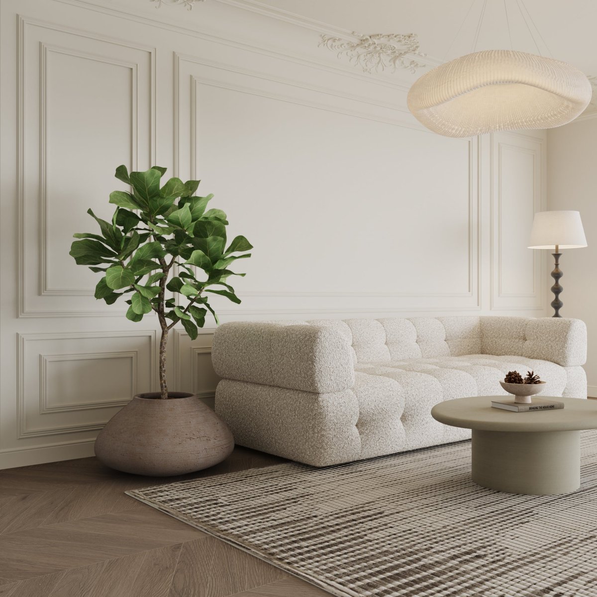 Cache-pot décoratif en ciment H37 ZEN marron clair, SIA DECO