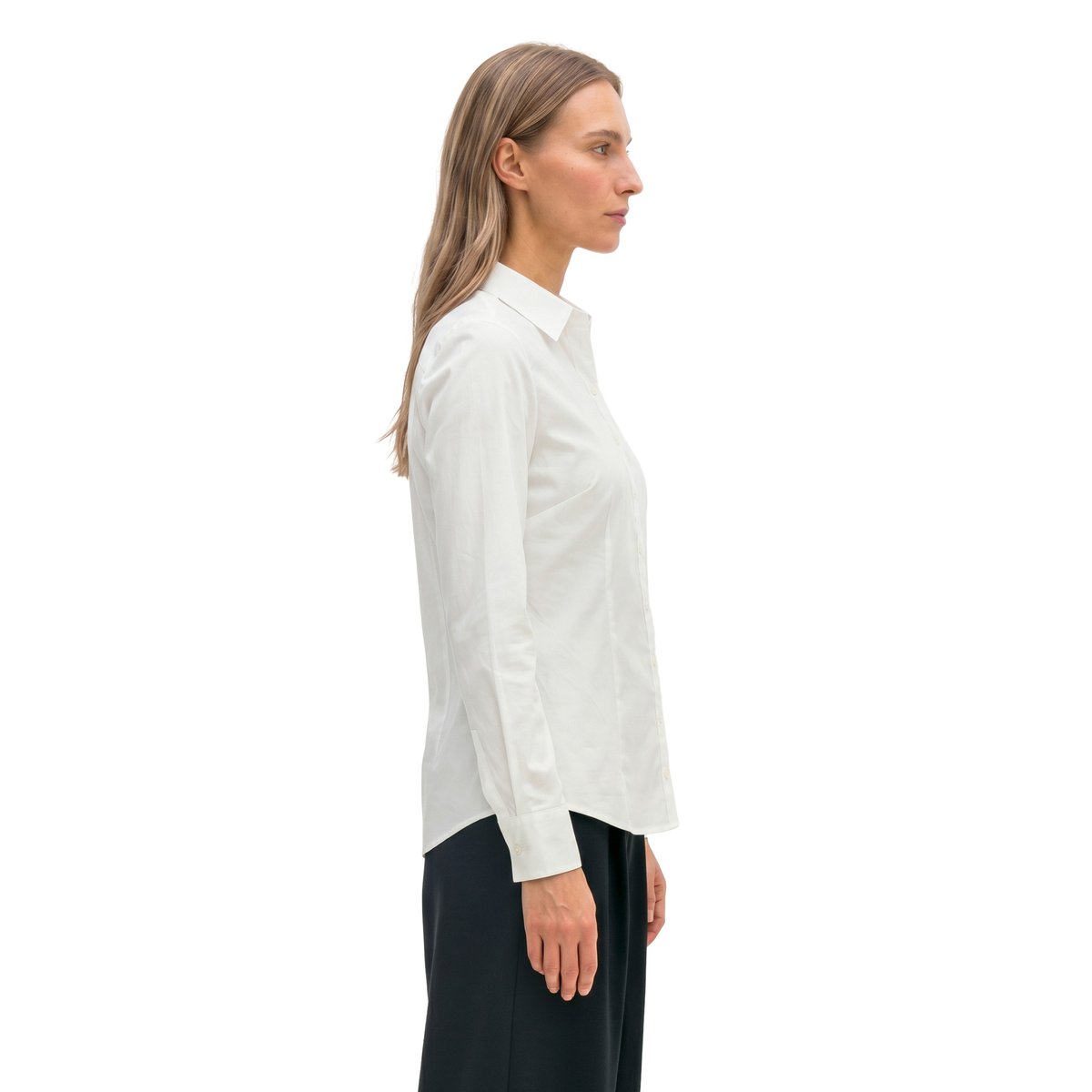 Blouse à manches longues en qualité popeline stretch blanc, MARC O'POLO