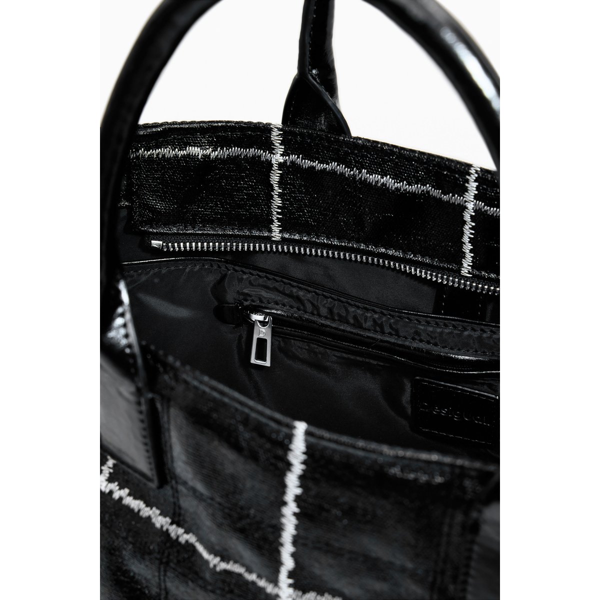 Sac cabas brillant moyen noir, DESIGUAL