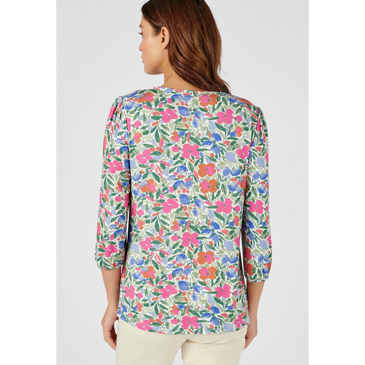 Blouse fluide viscose stretch rose fleuri, DAMART