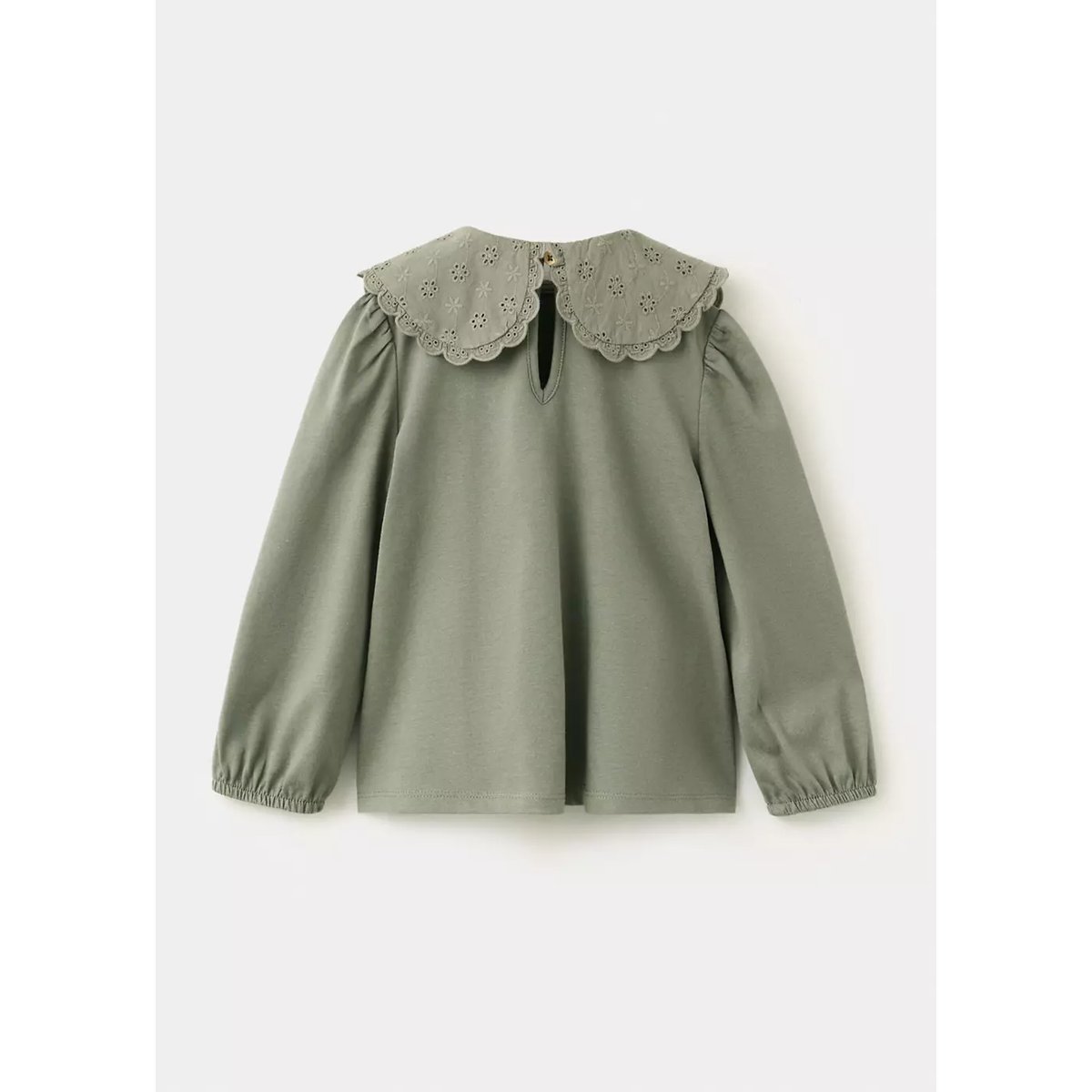 T-shirt col claudine brodé vert forêt, MANGO BABY