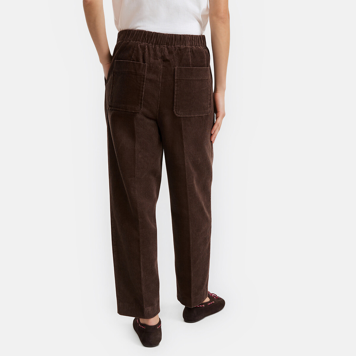 Pantalon carotte en velours côtelé marron, LA REDOUTE COLLECTIONS