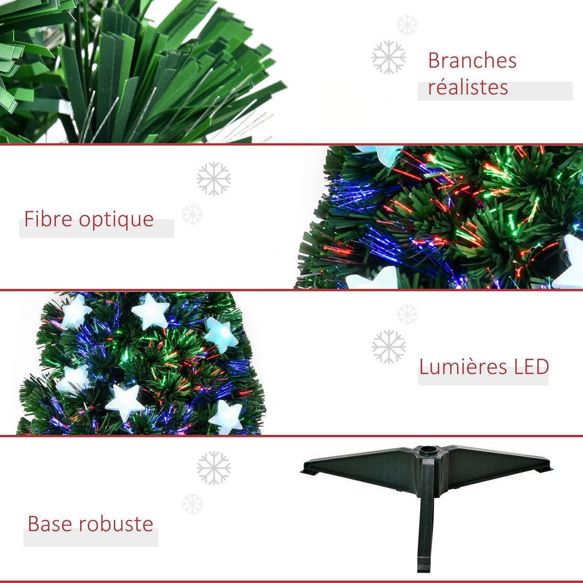 Sapin de Noël Plastique vert et multicolore, HOMCOM