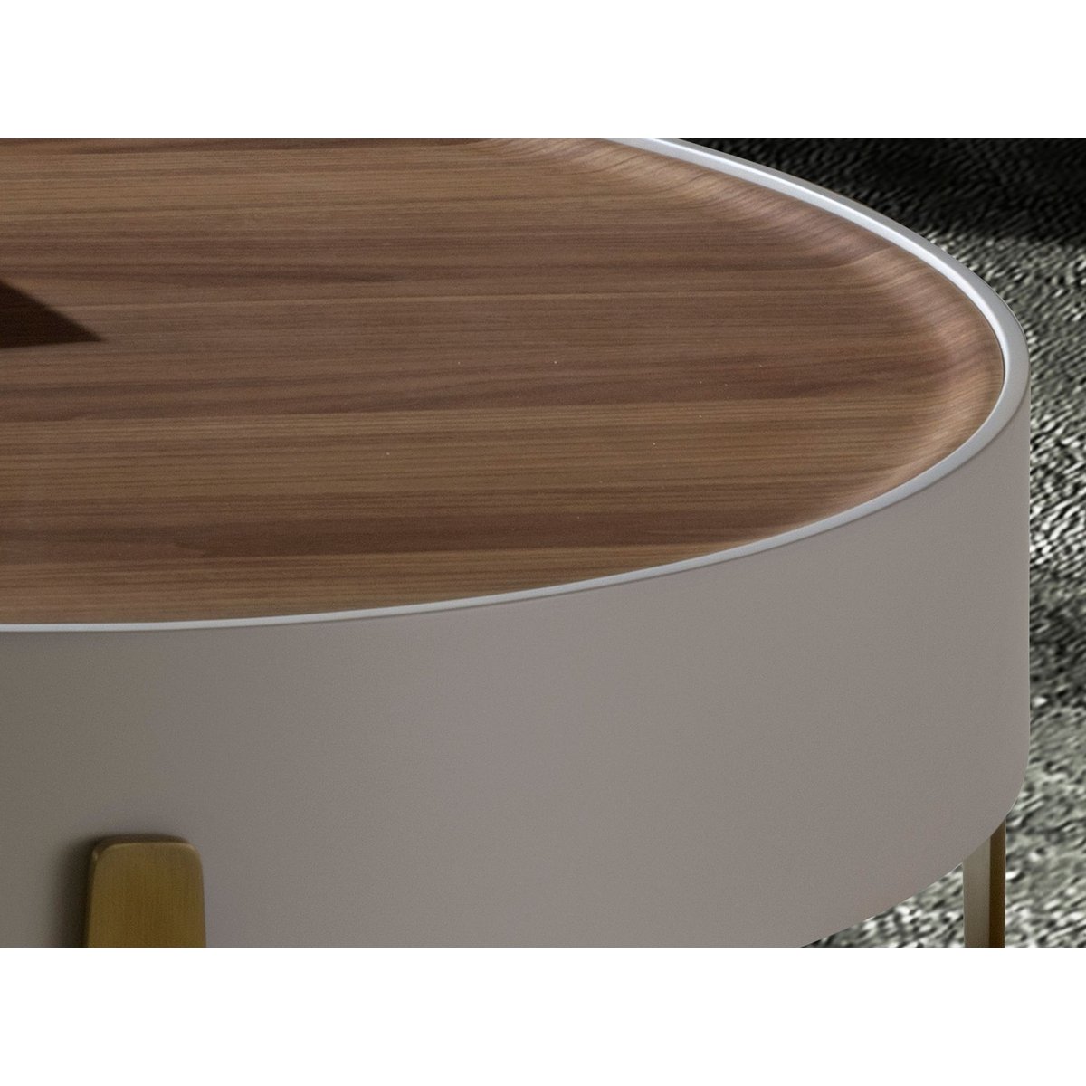 Table basse ronde en noyer, bois et acier poli beige | l'or | noyer, ANGEL CERDA