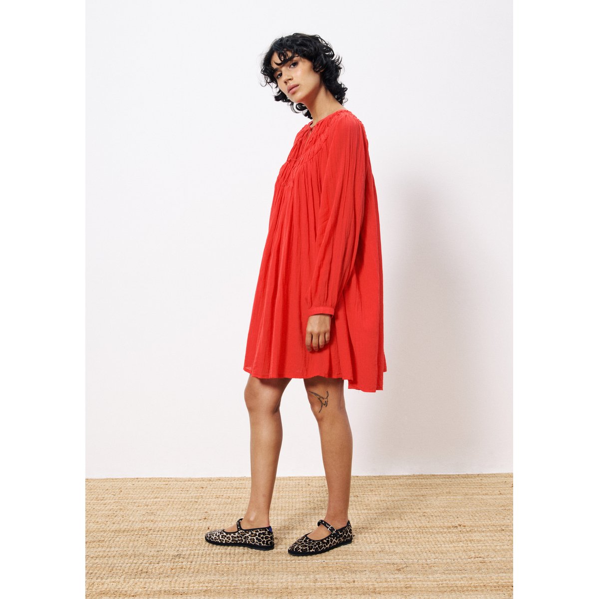 Robe  en coton AISSYA rouge, FRNCH