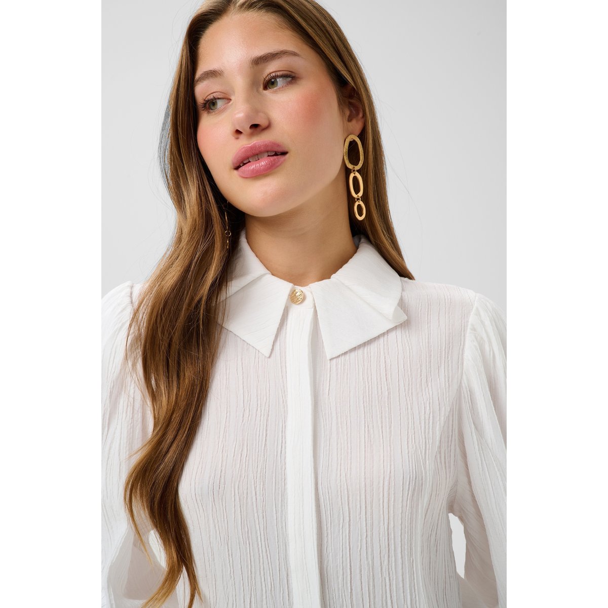 Blouse à manches longues blanc snow white, CREAM