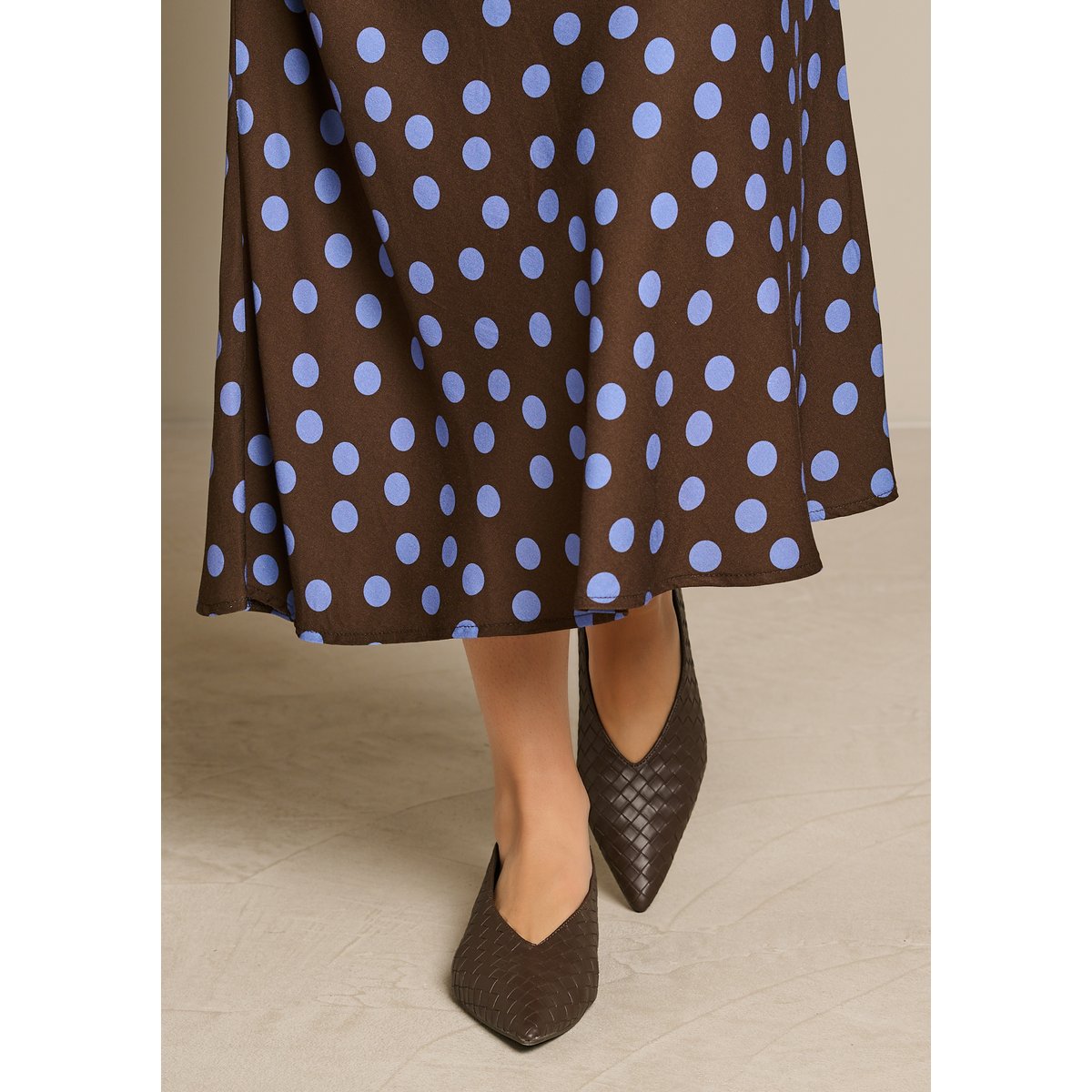 Ballerines tressées en similicuir brun fonce chocolate, LOLALIZA