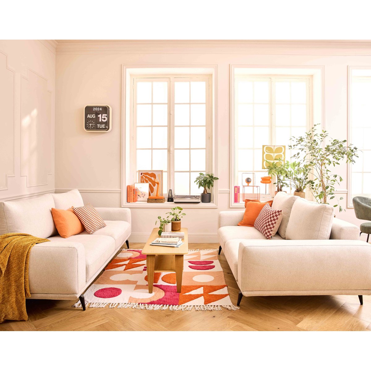 canapé droit 3 places convertible en tissu, VICENCE beige, BEST MOBILIER